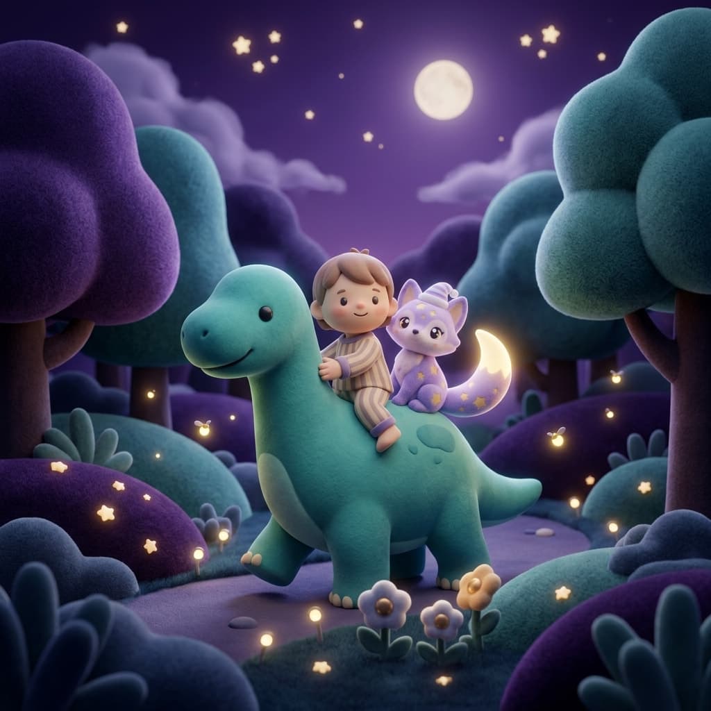 A child overcoming fear of the dark with the help of a friendly companion