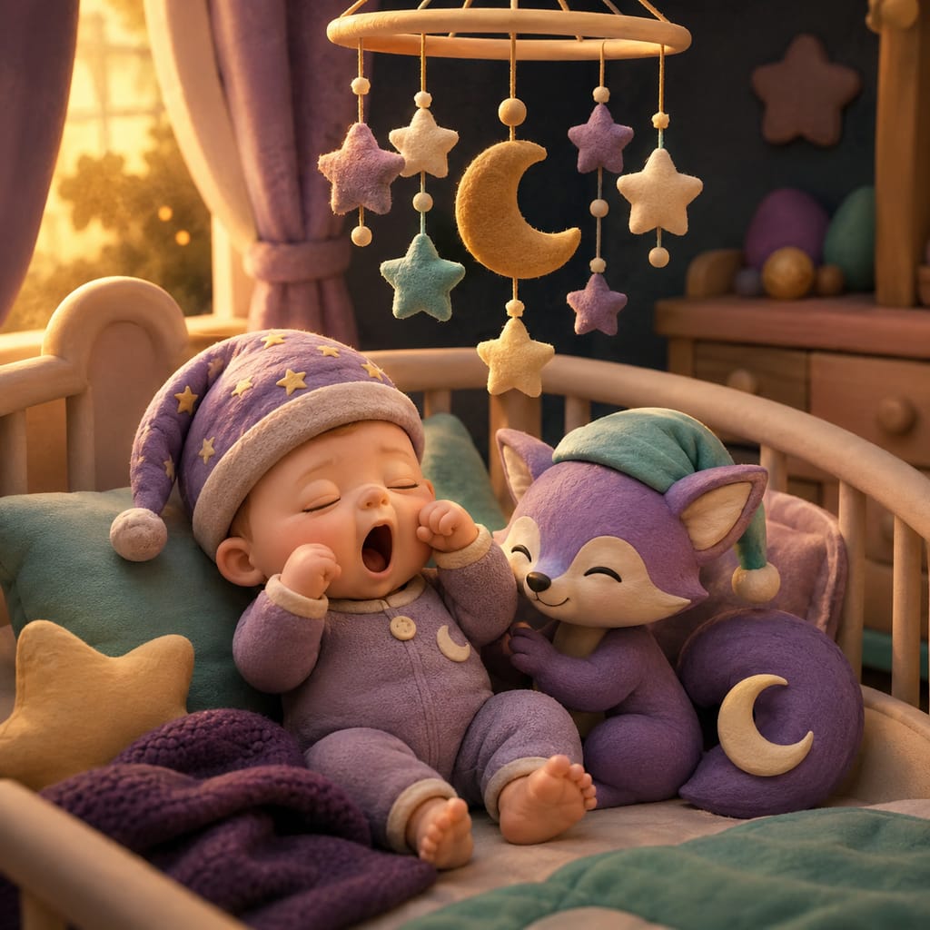 A calm nursery scene with a parent reading during a wind-down routine before a 6 month old's bedtime.