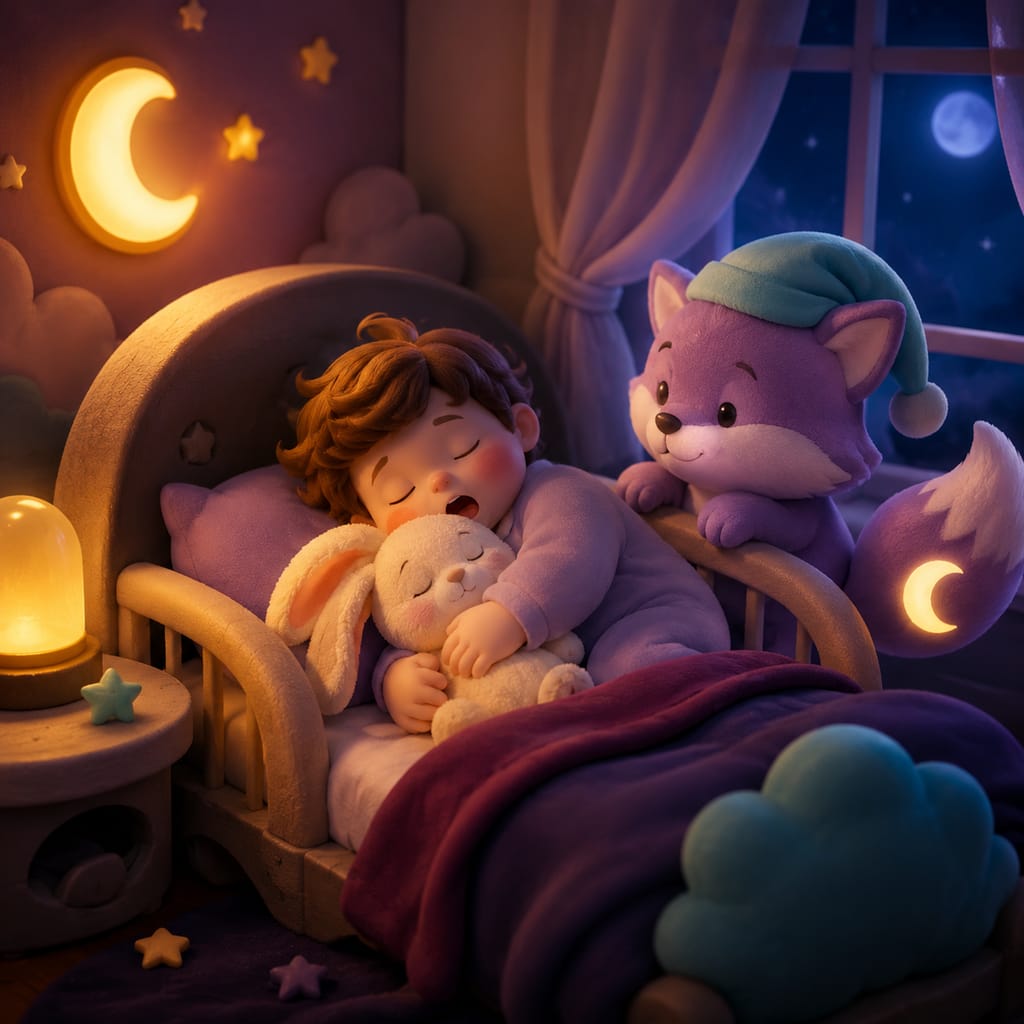 A tired parent gently rocks a fussy four-month-old at 2 a.m. during a stretch of the 4 month sleep regression, dim lamp glowing nearby.