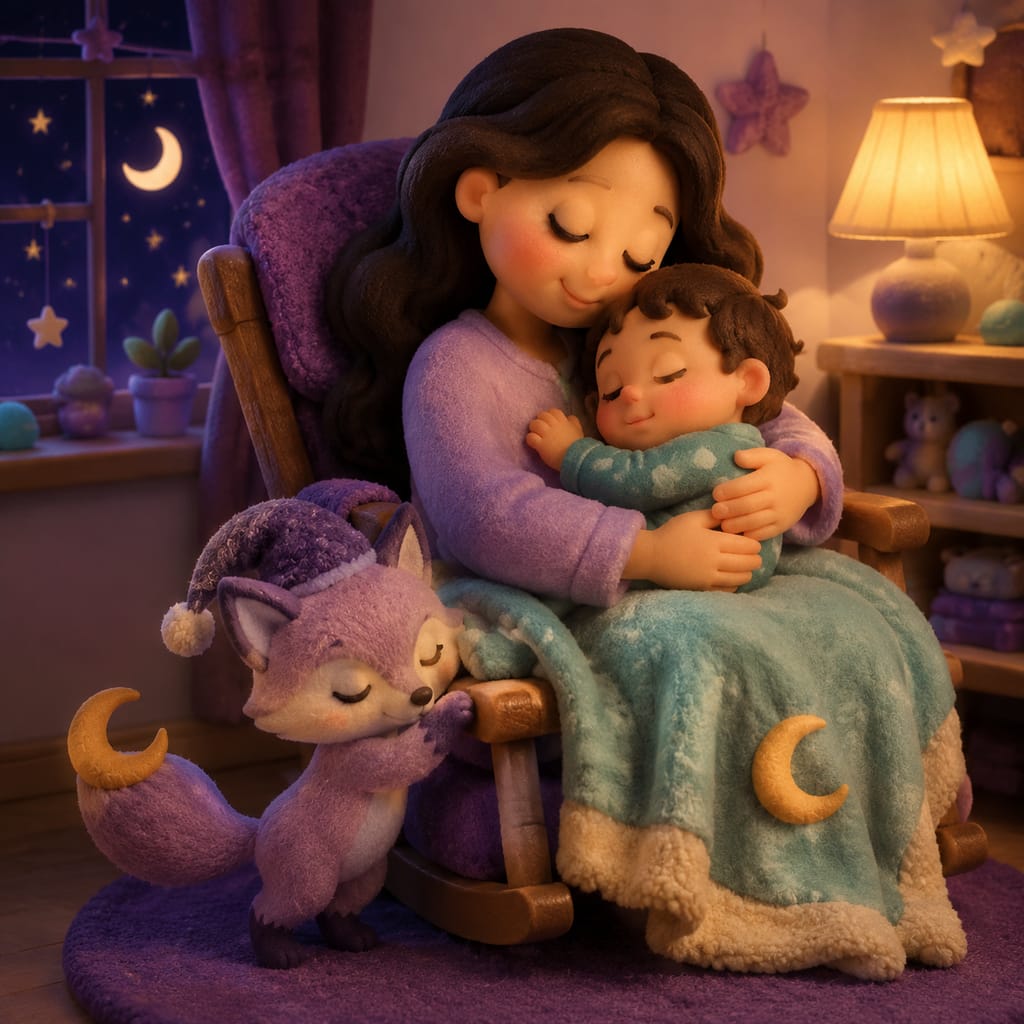 A four-month-old baby lies awake in a crib between sleep cycles, eyes open in the soft glow of a nightlight, mid-transition.