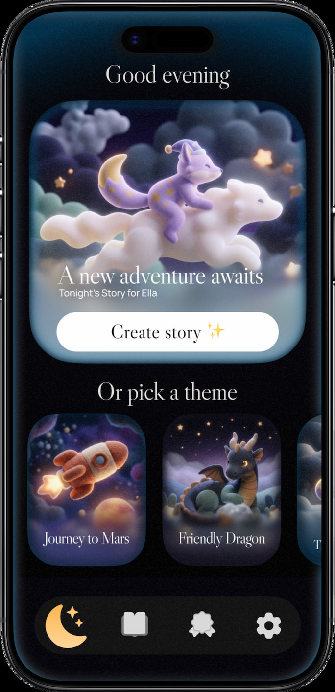 DreamLoo app — story creation screen